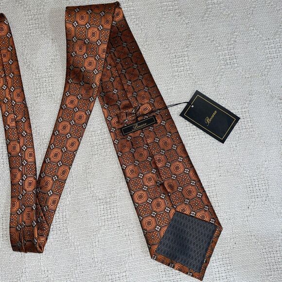 Bocara Men’s Dress Tie Size 57” 4” Orange Geometric Business Formal NWT - Picture 9 of 12